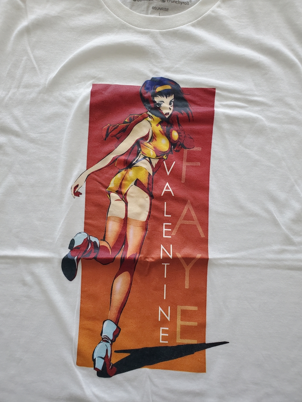 Anime Graphic Tee "Valentine Fay" - White with Red/Orange Print
